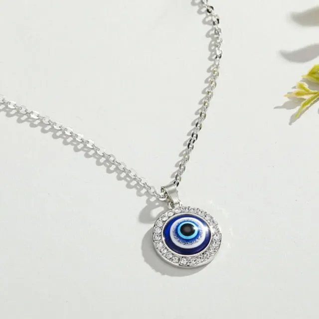 Vintage Eye Pendant Necklace For Women Gold Chain Wedding Jewelry