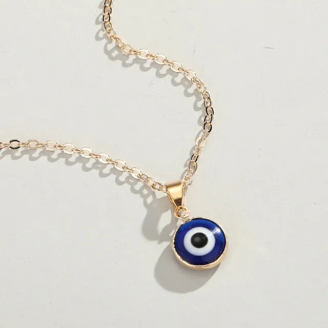Vintage Eye Pendant Necklace For Women Gold Chain Wedding Jewelry