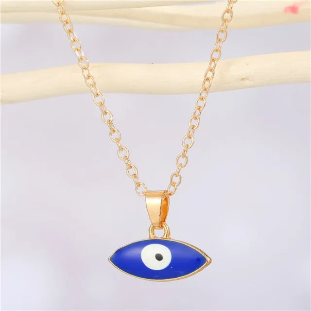 Vintage Eye Pendant Necklace For Women Gold Chain Wedding Jewelry