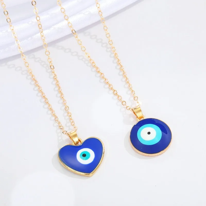 Vintage Eye Pendant Necklace For Women Gold Chain Wedding Jewelry