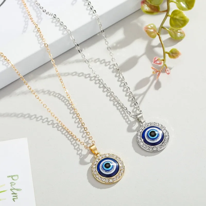 Vintage Eye Pendant Necklace For Women Gold Chain Wedding Jewelry