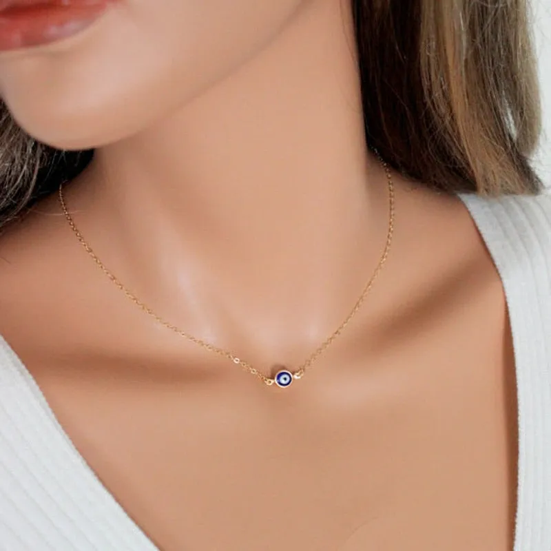 Vintage Eye Pendant Necklace For Women Gold Chain Wedding Jewelry