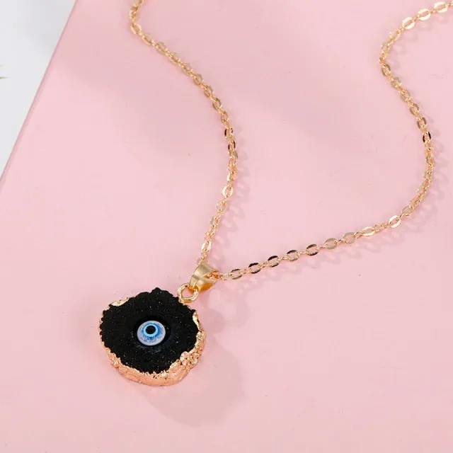 Vintage Eye Pendant Necklace For Women Gold Chain Wedding Jewelry