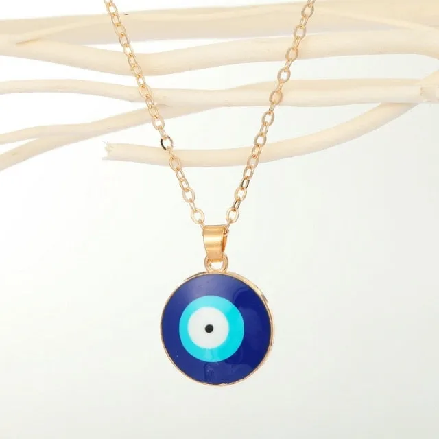 Vintage Eye Pendant Necklace For Women Gold Chain Wedding Jewelry