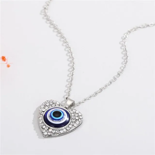 Vintage Eye Pendant Necklace For Women Gold Chain Wedding Jewelry