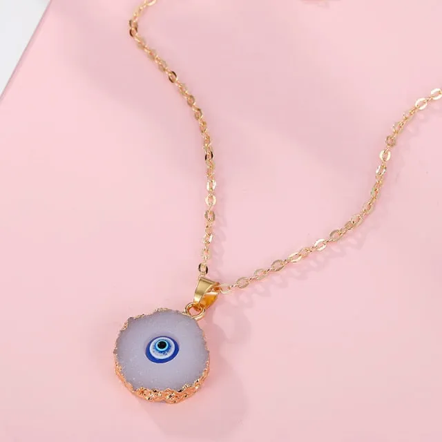Vintage Eye Pendant Necklace For Women Gold Chain Wedding Jewelry