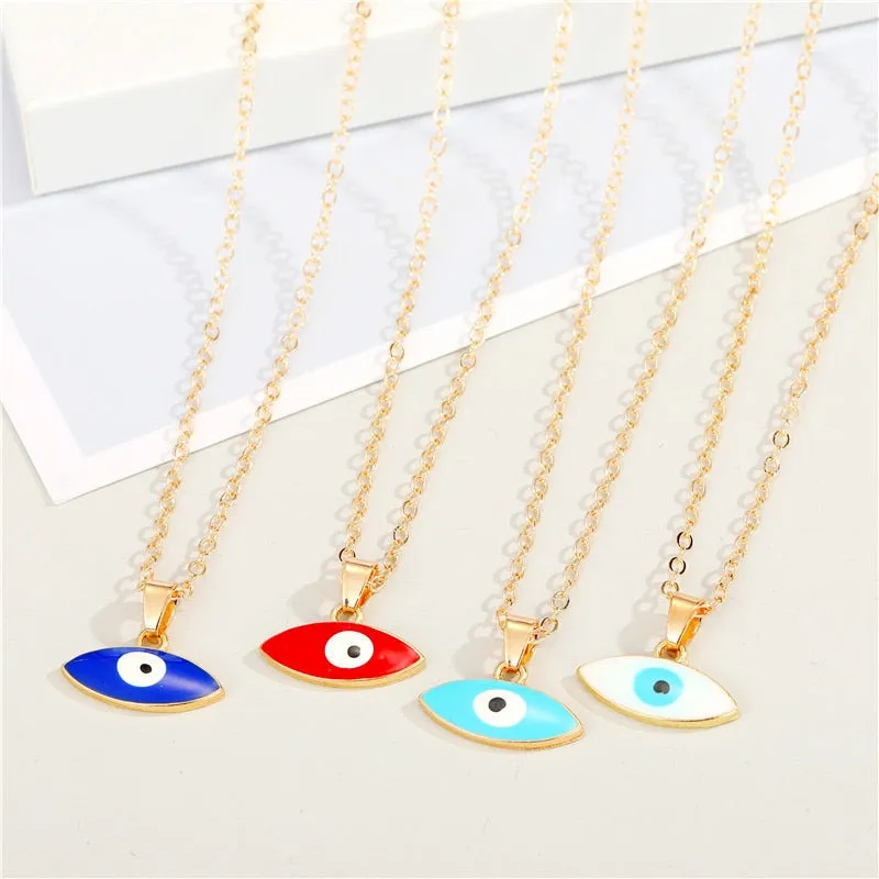 Vintage Eye Pendant Necklace For Women Gold Chain Wedding Jewelry