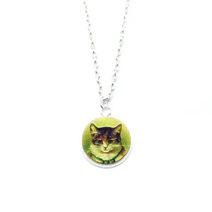 Vintage Home Cat Wood Pendant Necklace