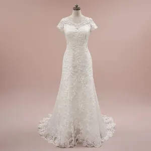 Vintage Lace Wedding Dress with Short Sleeves | CATANIA