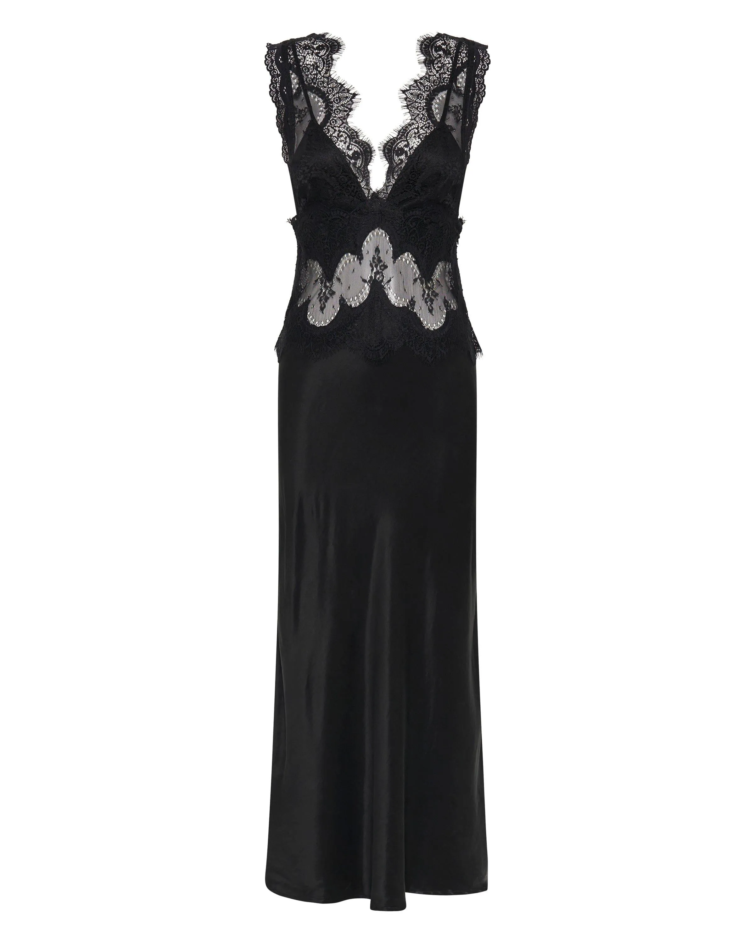 VISIONS LACE DEEP V MAXI DRESS | EBONY