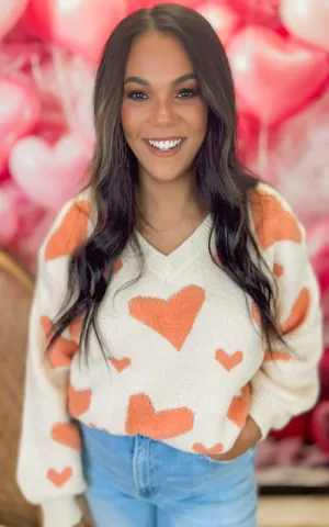 Wear Your Heart on Your Sleeve V-Neck Sweater Top | POL** - Final Sale