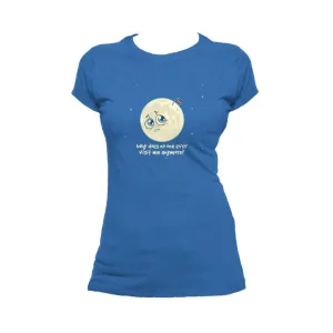 Weird Science Sad Moon Official Women's T-shirt (Royal Blue)