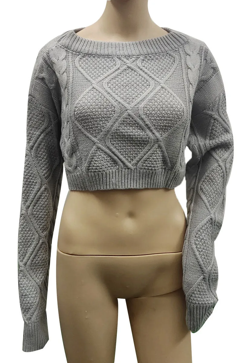 WH0409 Fashion Crop Sweater