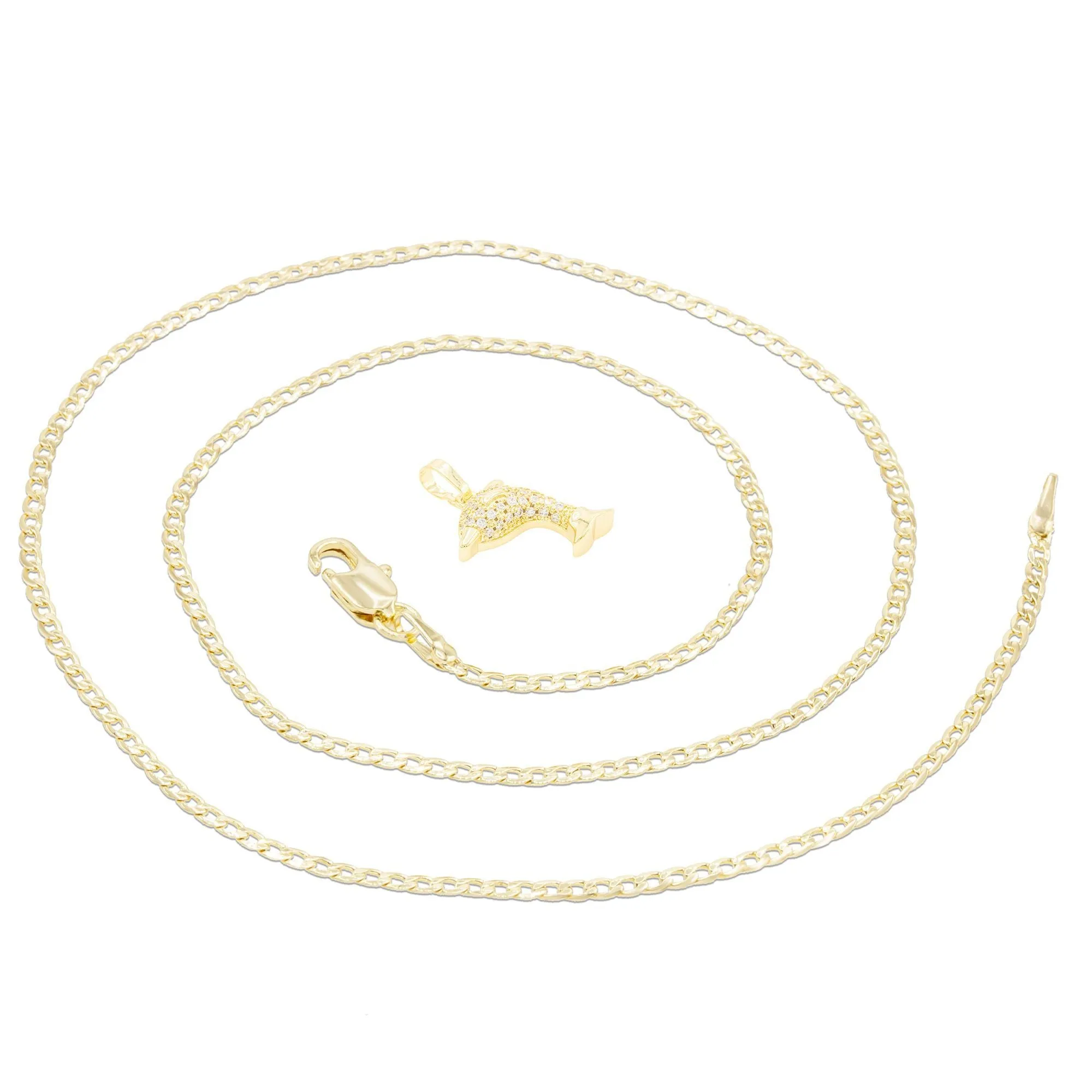 Whale Cubic Zirconia Pendant With 14K Gold Filled Necklace Set