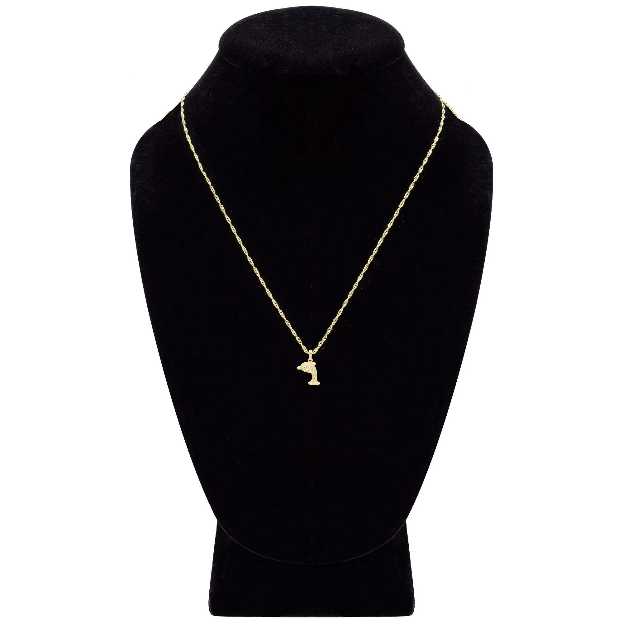 Whale Cubic Zirconia Pendant With 14K Gold Filled Necklace Set