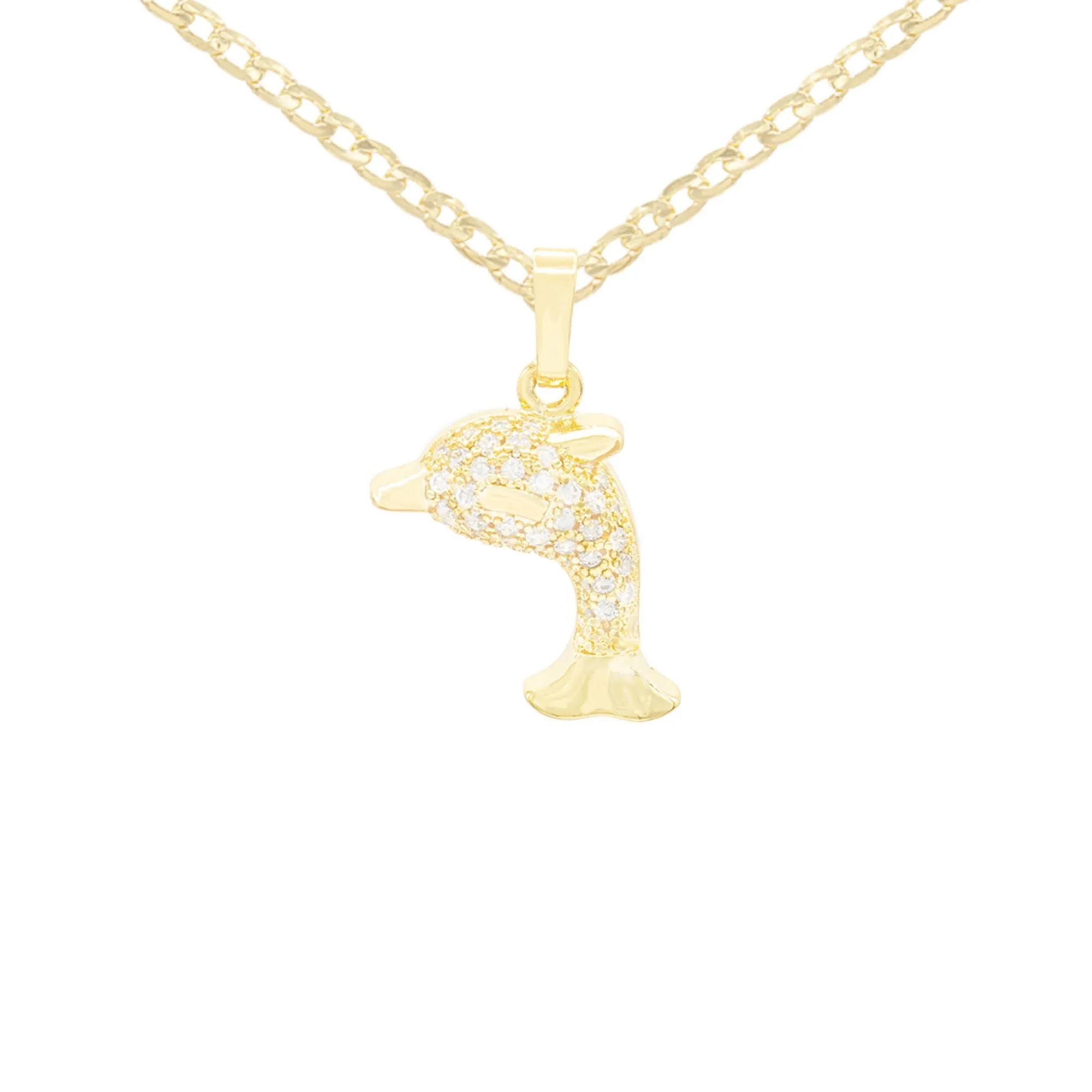 Whale Cubic Zirconia Pendant With 14K Gold Filled Necklace Set