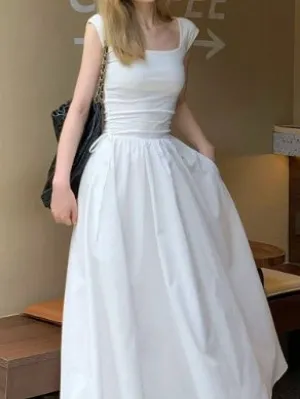 White Fit And Flare Maxi Dress