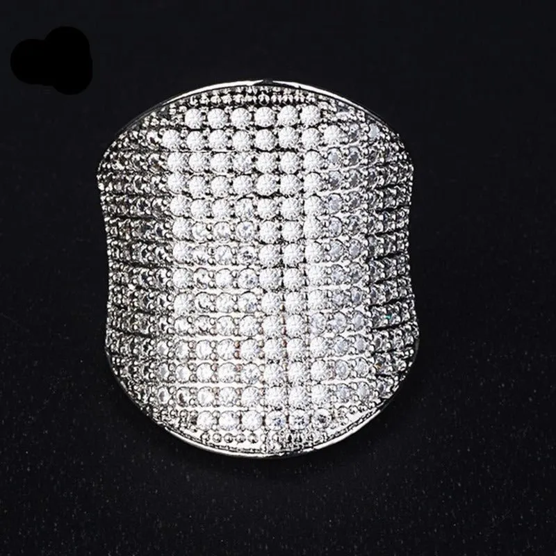 White Gemstone Zircon Ring S925 Silver Engagement Wedding Jewelry