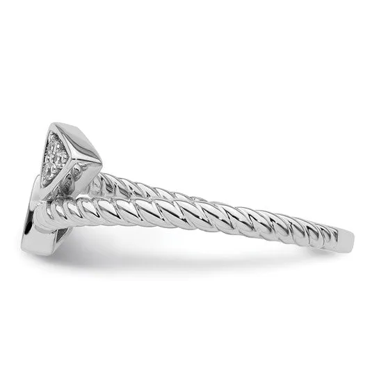 White Ice Sterling Silver Diamond Arrow Ring