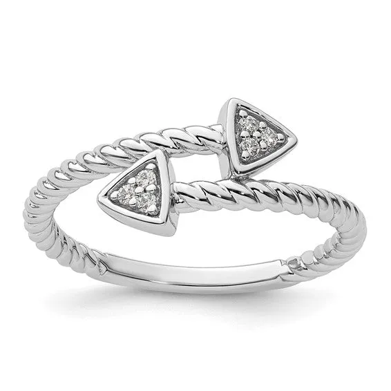 White Ice Sterling Silver Diamond Arrow Ring