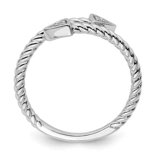 White Ice Sterling Silver Diamond Arrow Ring
