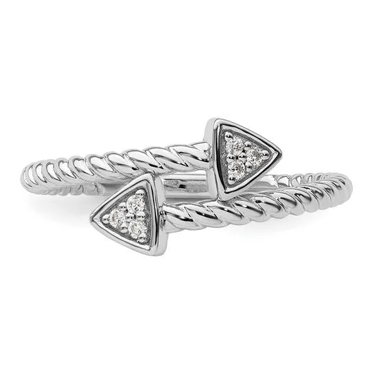 White Ice Sterling Silver Diamond Arrow Ring