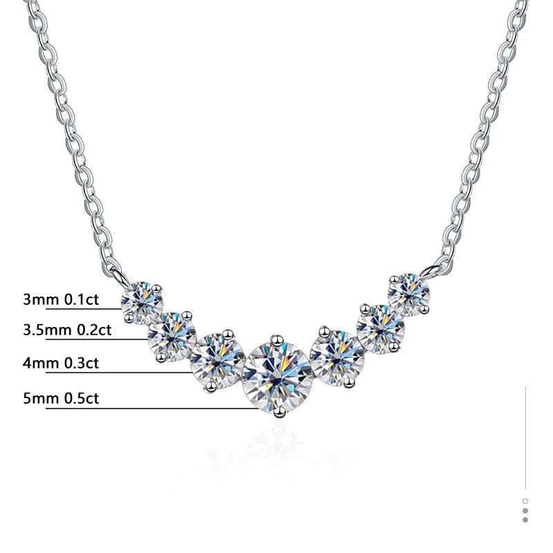 White Moissanite Necklace 18k White Gold for Woman Wedding Jewely