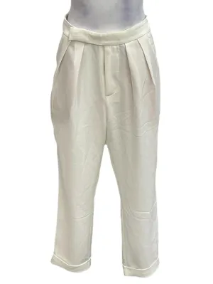 White Pleated Tapered Pants OSN