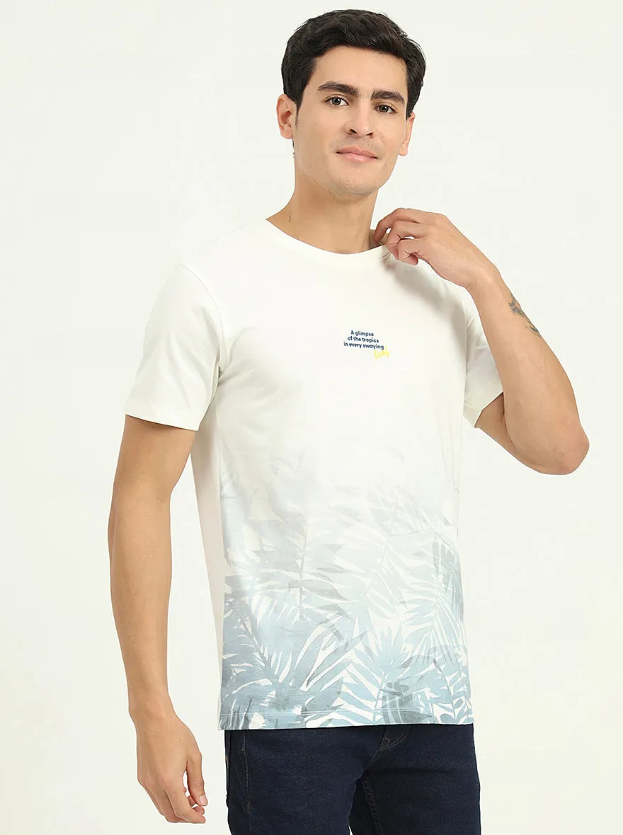 White Printed Slim Fit T-Shirt | Greenfibre