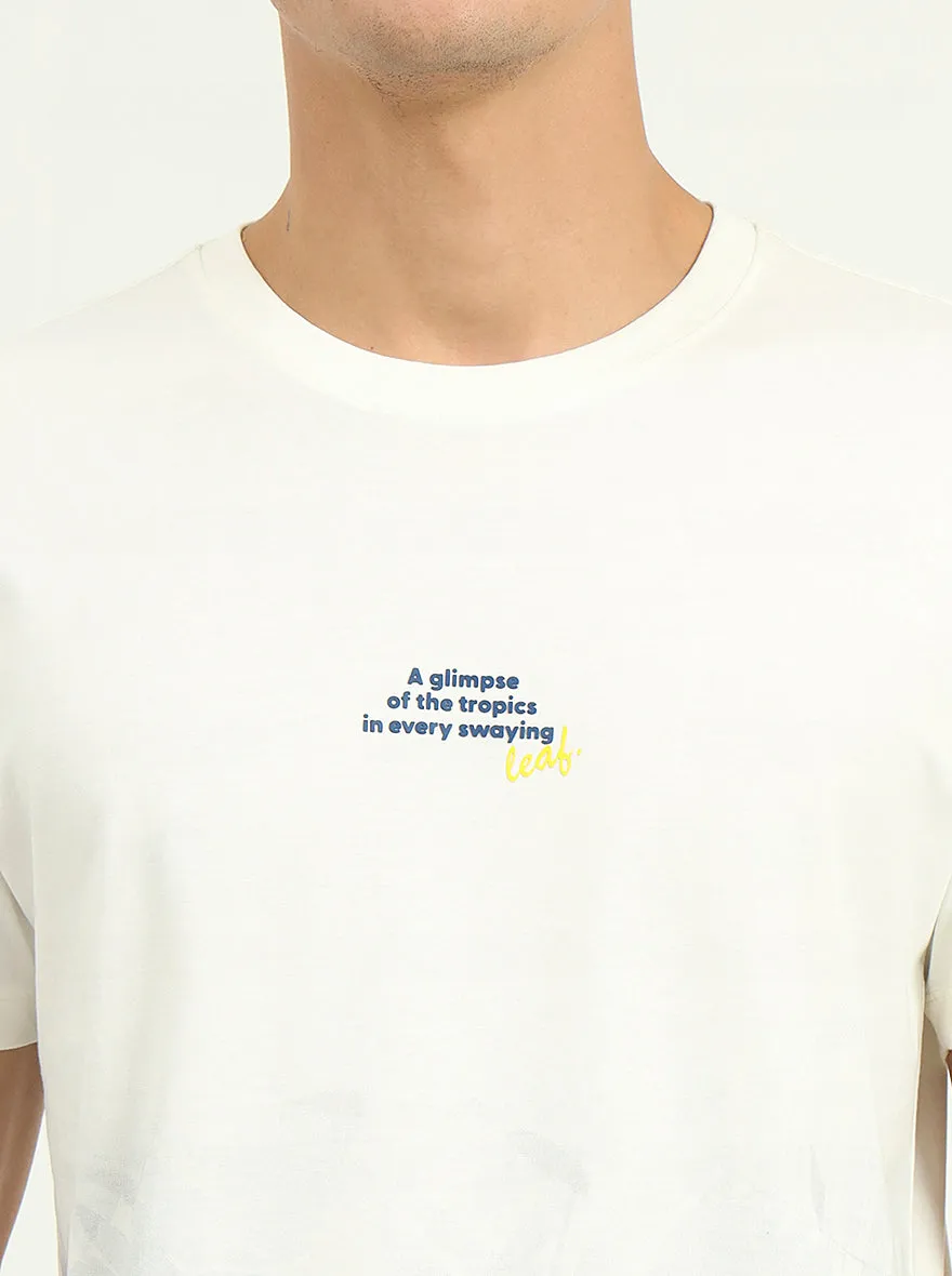 White Printed Slim Fit T-Shirt | Greenfibre