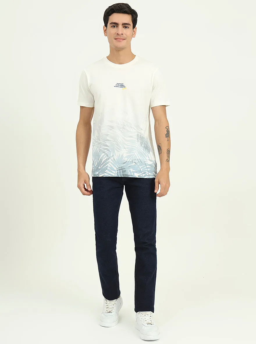 White Printed Slim Fit T-Shirt | Greenfibre