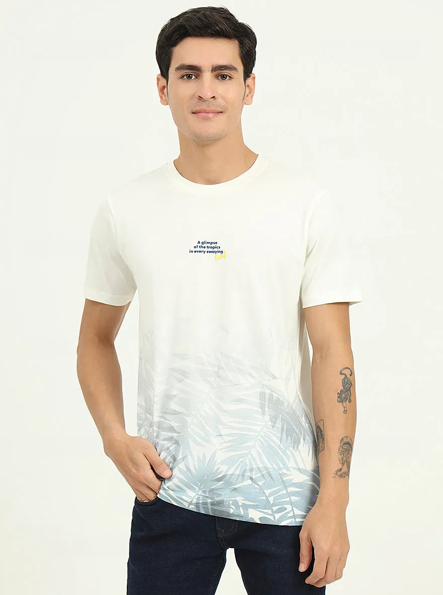 White Printed Slim Fit T-Shirt | Greenfibre