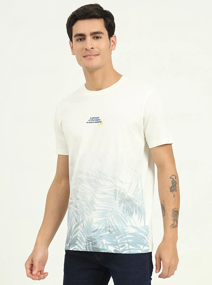 White Printed Slim Fit T-Shirt | Greenfibre