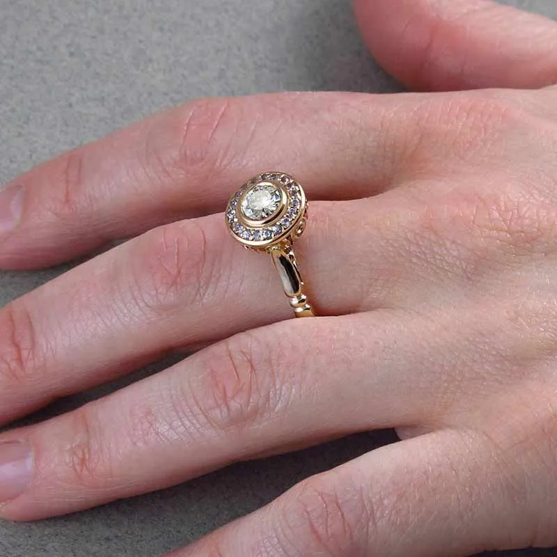 White Sapphire Gemstone 2PC Bridal Ring Set 14K Gold Women's Jewelry