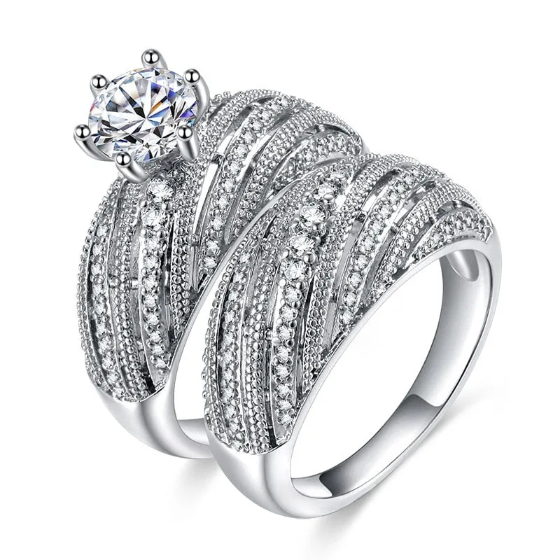 White Sapphire Gemstone ring set Silver Sterling women's engagement jewelry