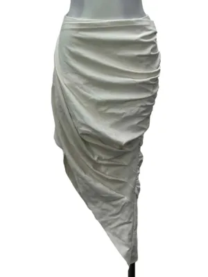 White Side Ruched Pencil Skirt