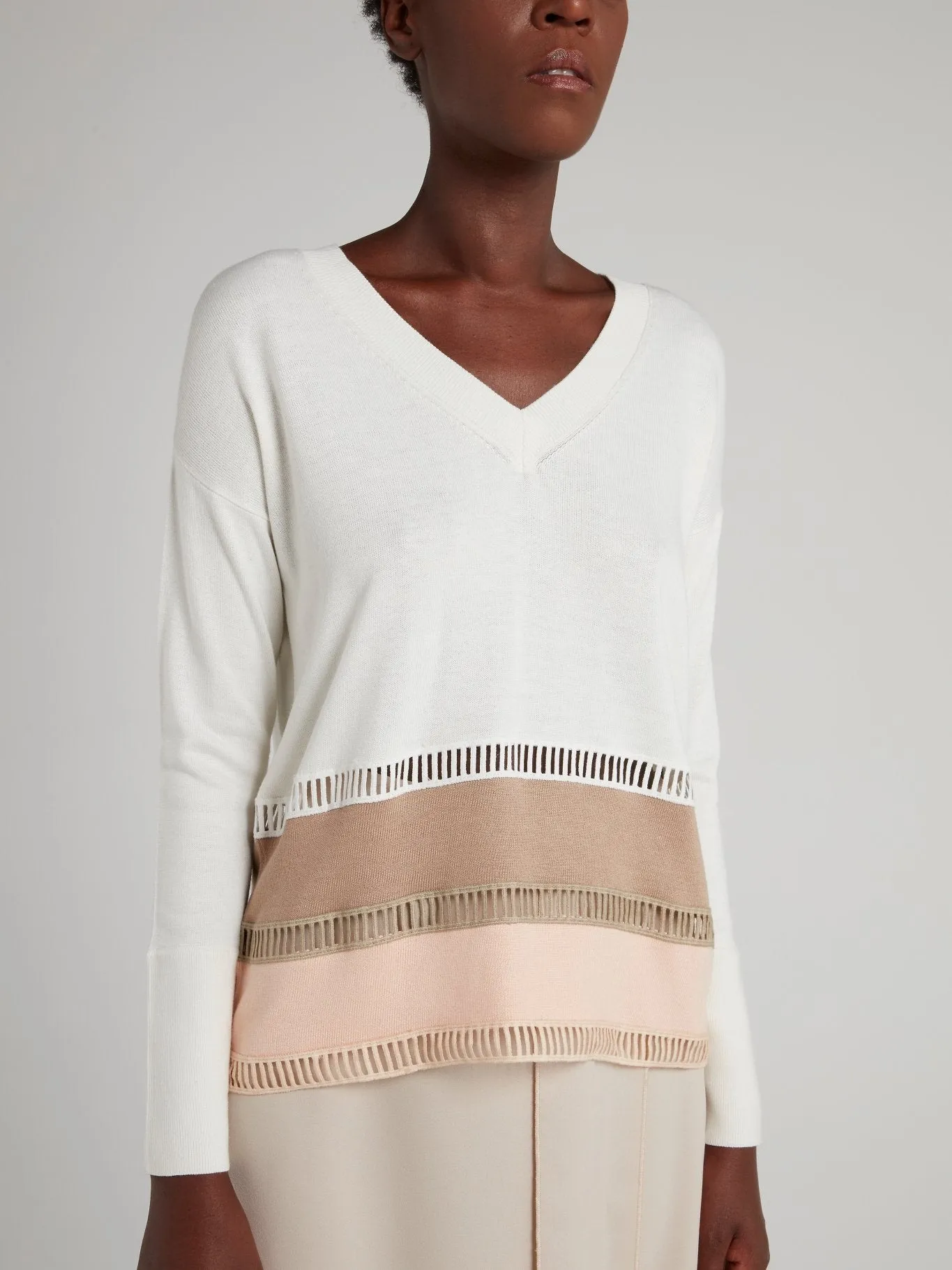White Tiered V-Neck Top