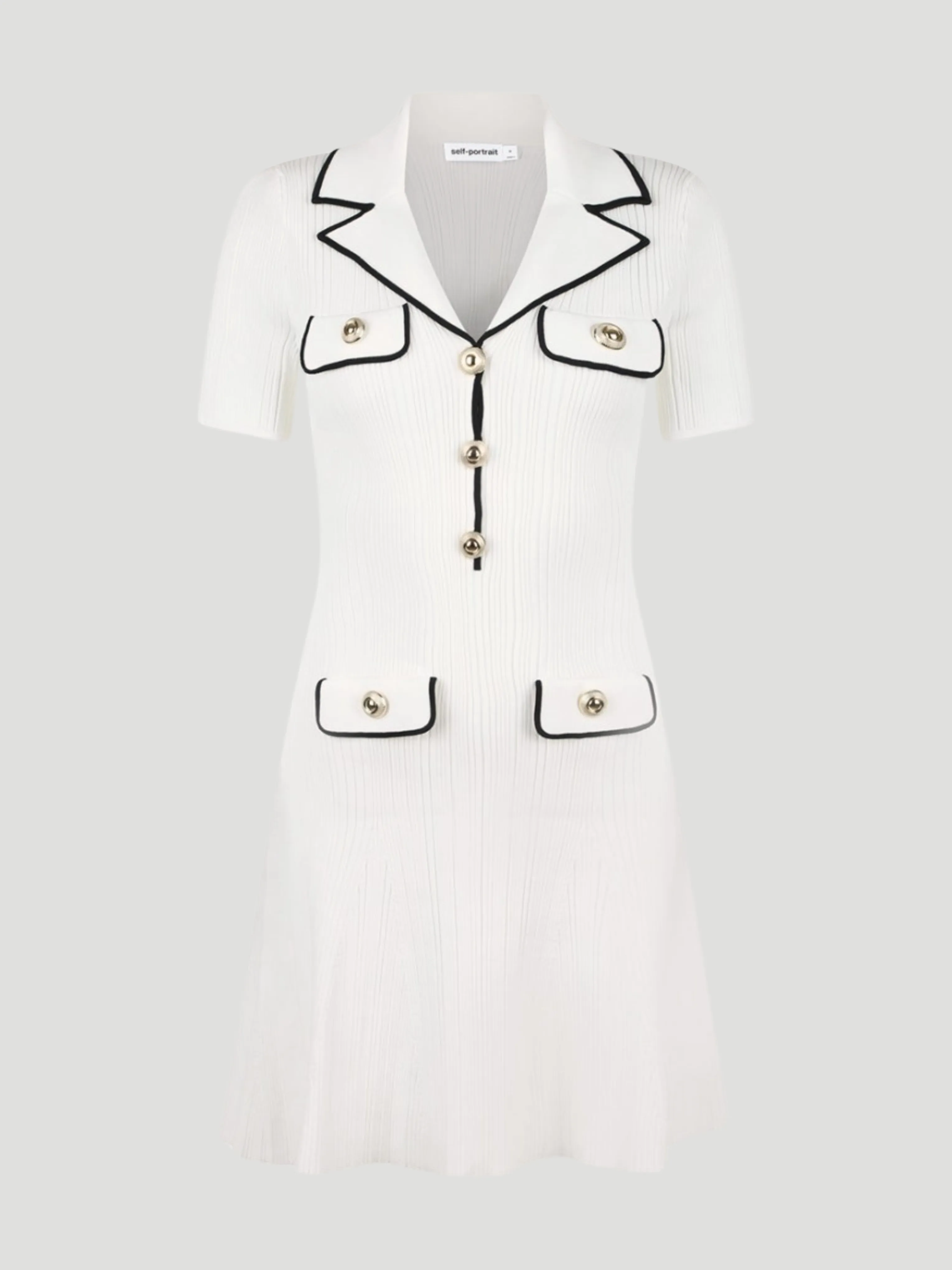 White Viscose Rib Knit Mini Dress