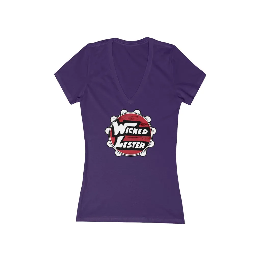 Wicked Lester Women's Jersey Short Sleeve Deep V-Neck Tee