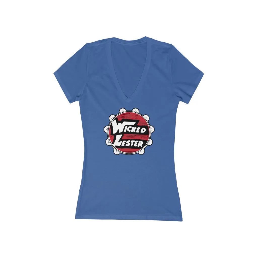 Wicked Lester Women's Jersey Short Sleeve Deep V-Neck Tee