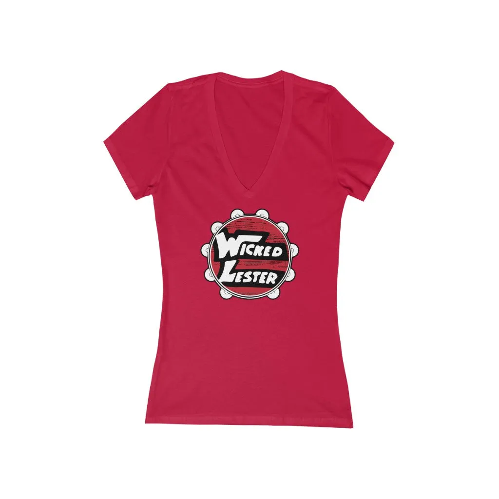 Wicked Lester Women's Jersey Short Sleeve Deep V-Neck Tee