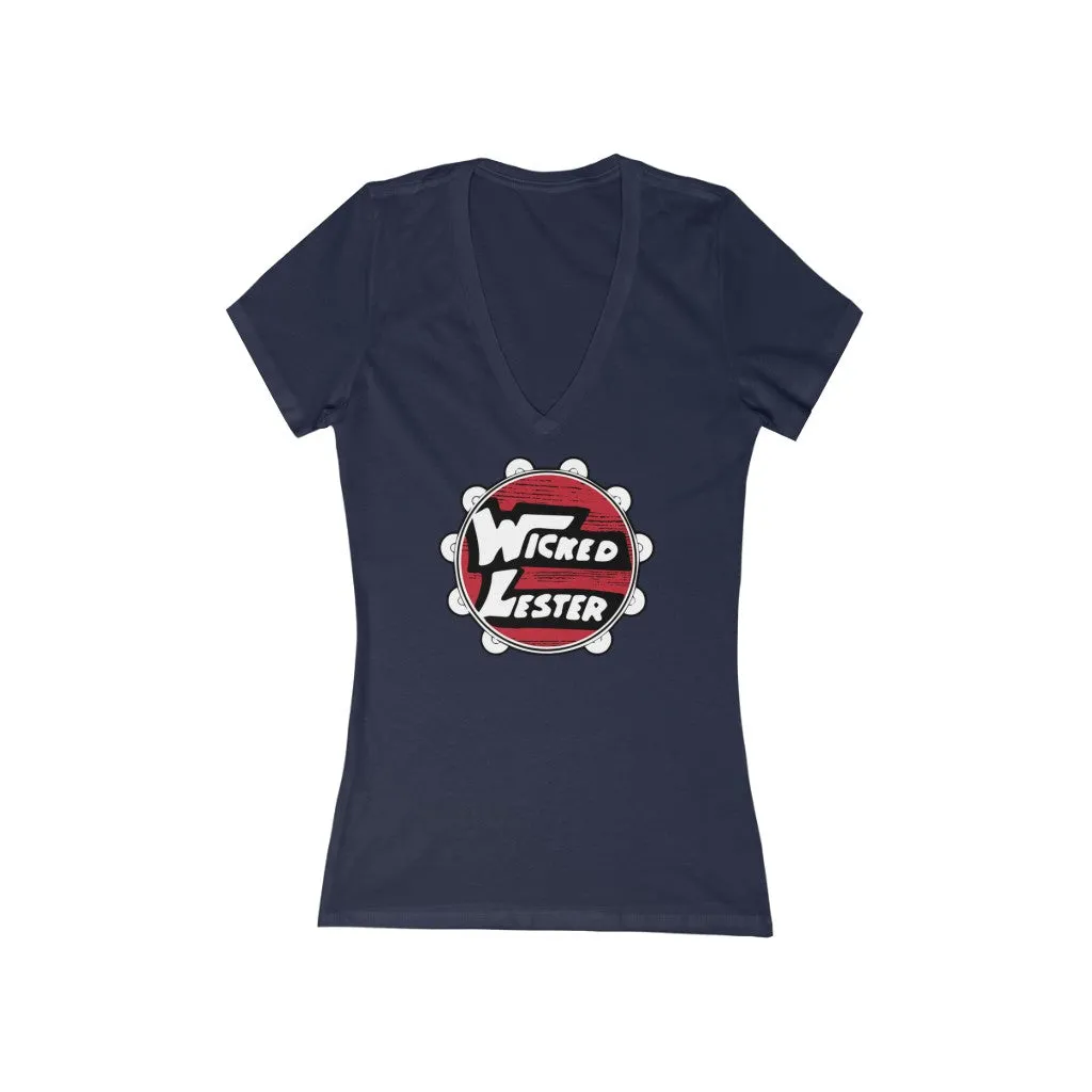Wicked Lester Women's Jersey Short Sleeve Deep V-Neck Tee
