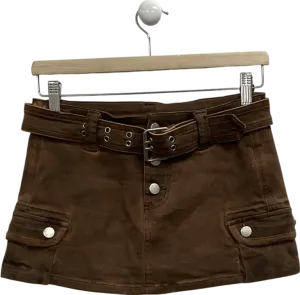 With Jean Brown Belted Mini Skirt UK XS