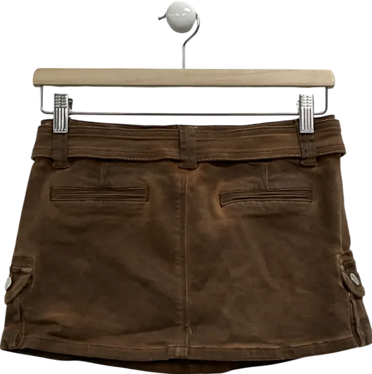 With Jean Brown Belted Mini Skirt UK XS