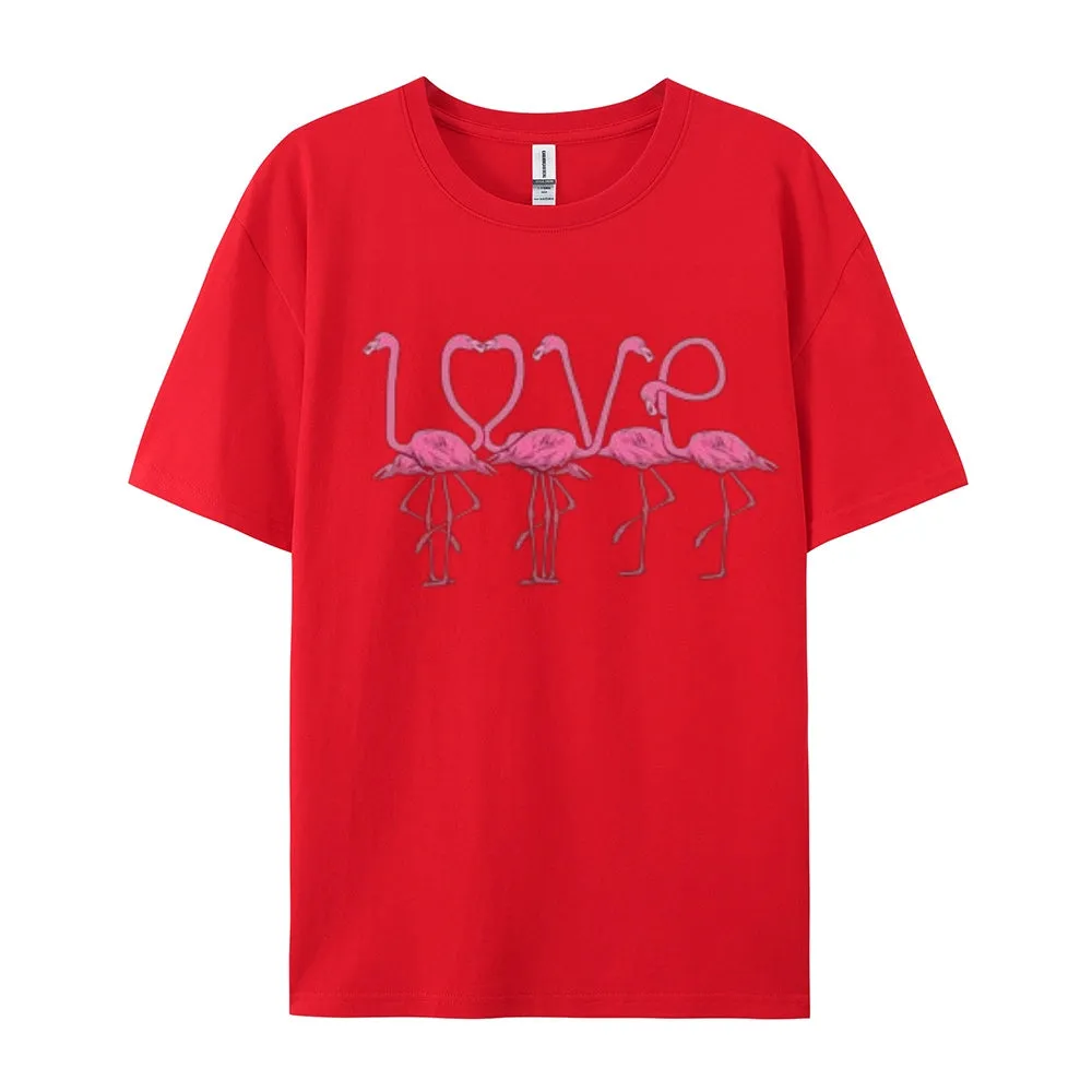 Women Love Flamingo For Valentine's Day Print Graphic T-shirt