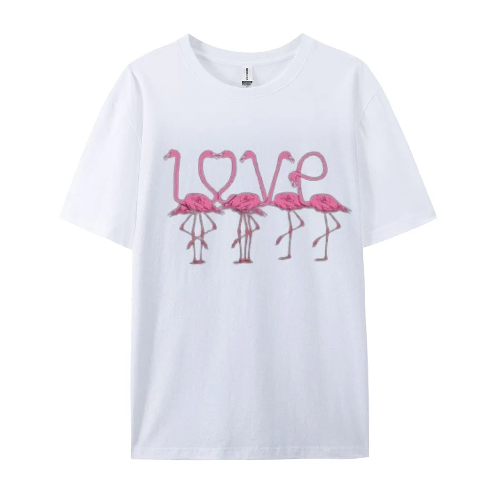 Women Love Flamingo For Valentine's Day Print Graphic T-shirt