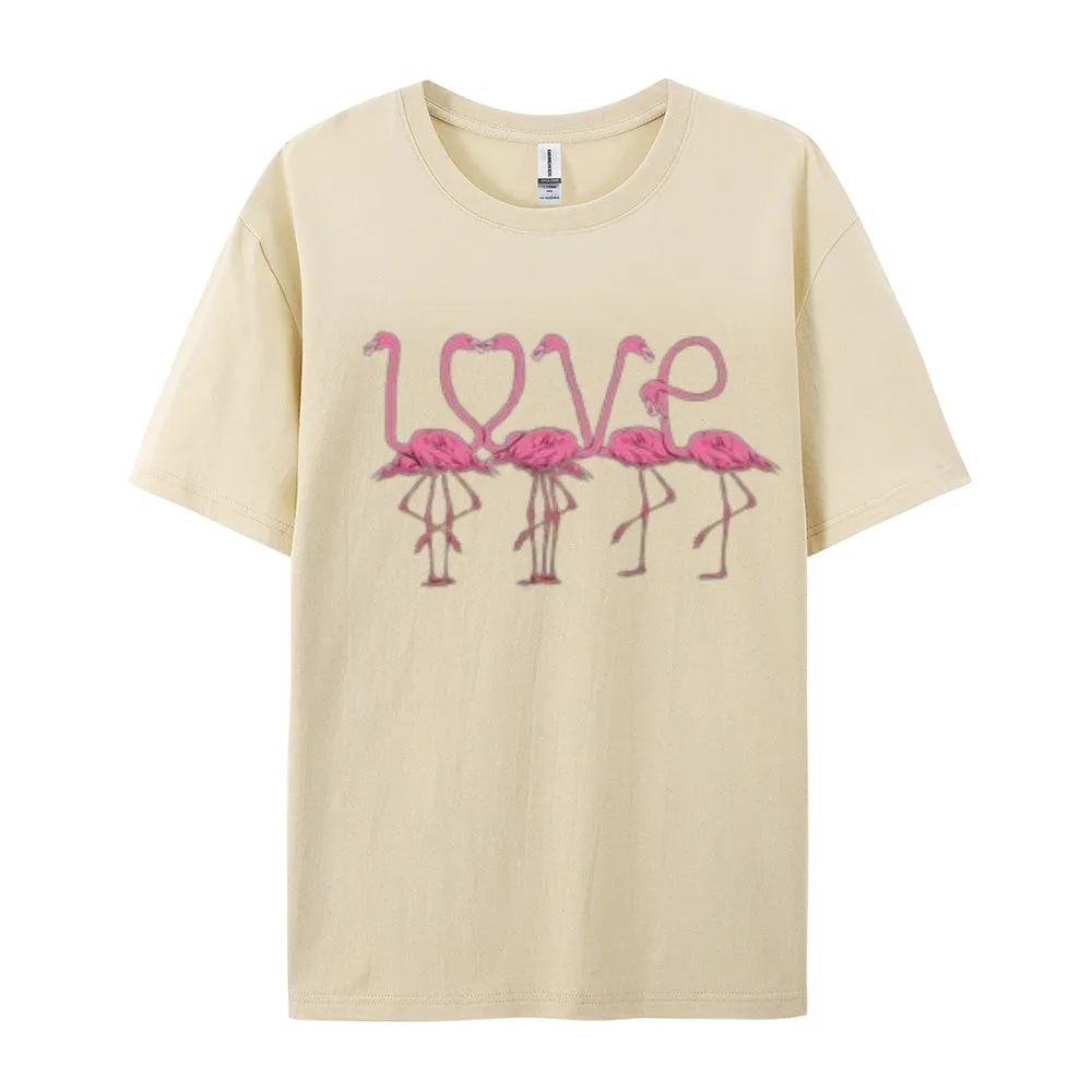 Women Love Flamingo For Valentine's Day Print Graphic T-shirt