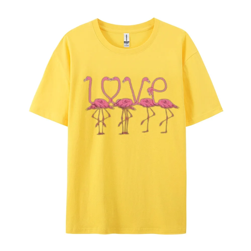 Women Love Flamingo For Valentine's Day Print Graphic T-shirt