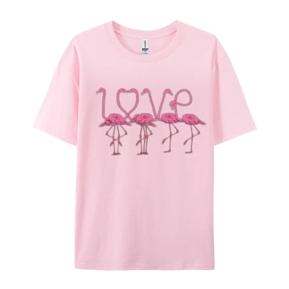 Women Love Flamingo For Valentine's Day Print Graphic T-shirt