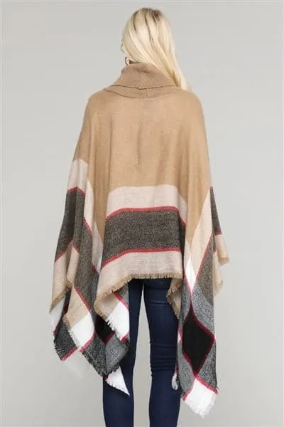 Women Pull Over Color-Blocked Poncho Beige - Pack of 6